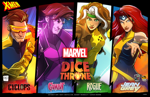Okładka gry: Marvel Dice Throne: X-Men - Cyclops, Rogue, Gambit, Jean Grey